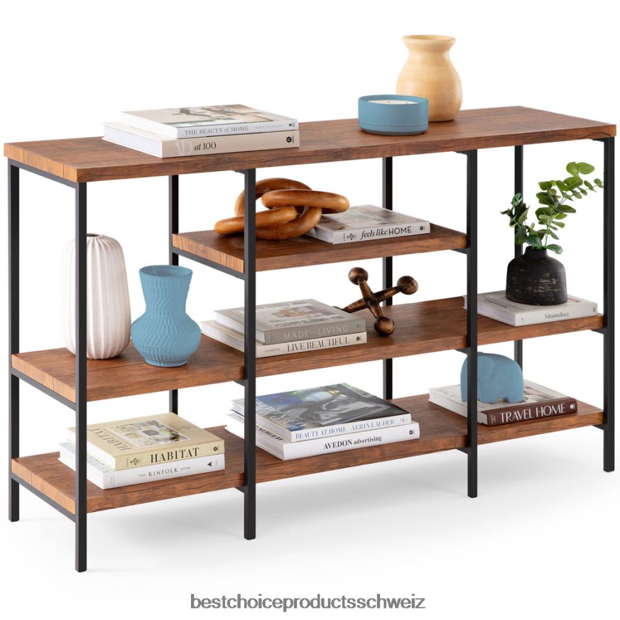 Best Choice Products 4-stufiger Industrie-Konsolentisch mit hoher Ablagefläche braun 2JD022724