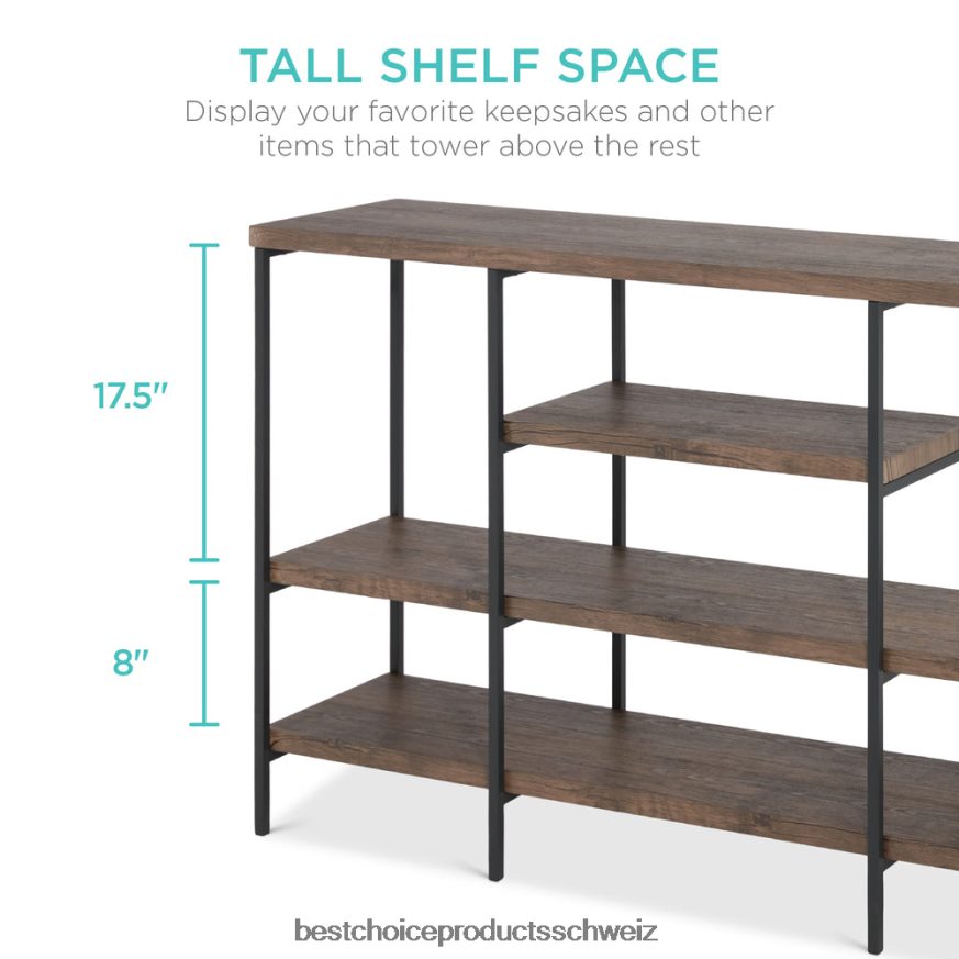Best Choice Products 4-stufiger Industrie-Konsolentisch mit hoher Ablagefläche dunkles Walnussholz 2JD022725