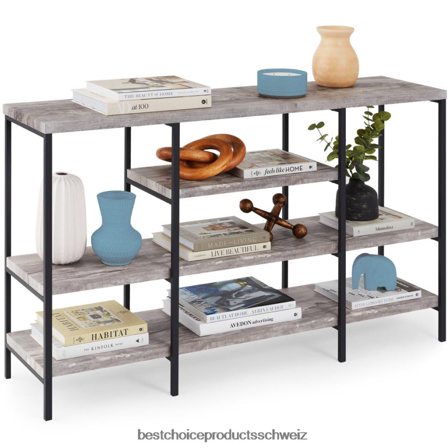 Best Choice Products 4-stufiger Industrie-Konsolentisch mit hoher Ablagefläche grau 2JD022723