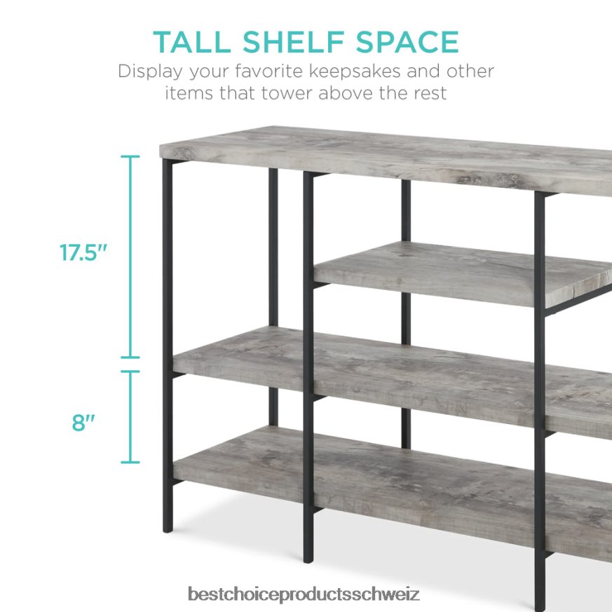 Best Choice Products 4-stufiger Industrie-Konsolentisch mit hoher Ablagefläche grau 2JD022723