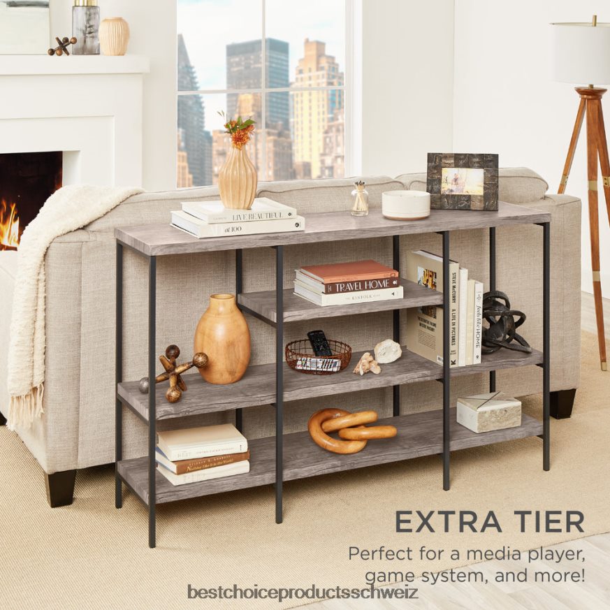 Best Choice Products 4-stufiger Industrie-Konsolentisch mit hoher Ablagefläche grau 2JD022723