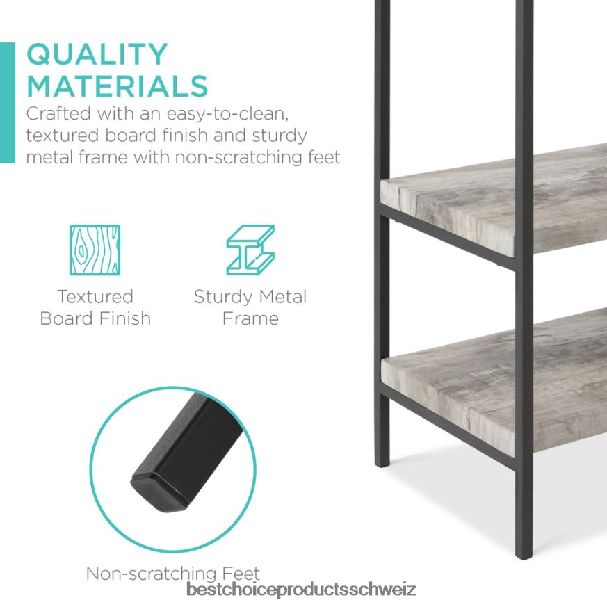 Best Choice Products 4-stufiger Industrie-Konsolentisch mit hoher Ablagefläche grau 2JD022723