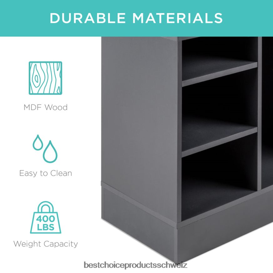 Best Choice Products Schuhregalbank mit gepolstertem Sitz, 10 Fächer grau 2JD0221185