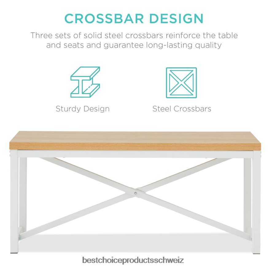 Best Choice Products 3-teiliges Esszimmermöbel-Set im Bankstil mit 2 Bänken und Tisch Eiche/Weiß 2JD022719
