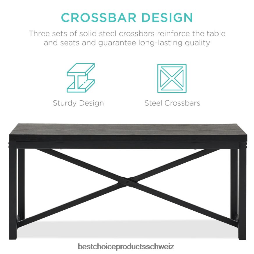 Best Choice Products 3-teiliges Esszimmermöbel-Set im Bankstil mit 2 Bänken und Tisch Schwarz 2JD022720