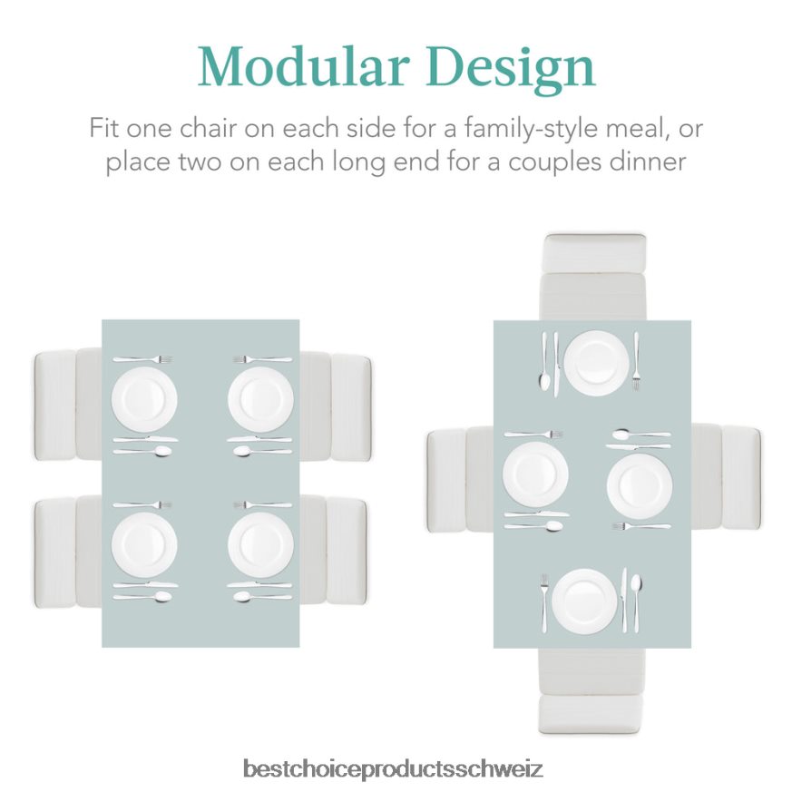 Best Choice Products 5-teiliges Esstischset mit Glasplatte und Lederstühlen Weiß 2JD022665