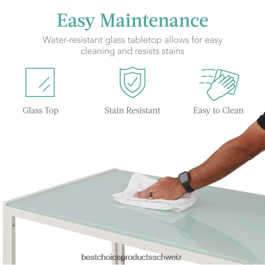 Best Choice Products 5-teiliges Esstischset mit Glasplatte und Lederstühlen Weiß 2JD022665