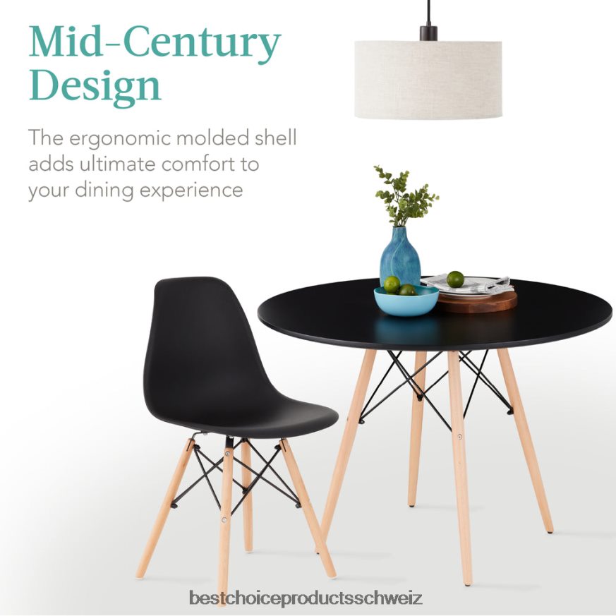 Best Choice Products 5-teiliges Mid-Century-Essset mit 4 Stühlen, Holzbeinen und Metallgestell Braun schwarz 2JD0221220