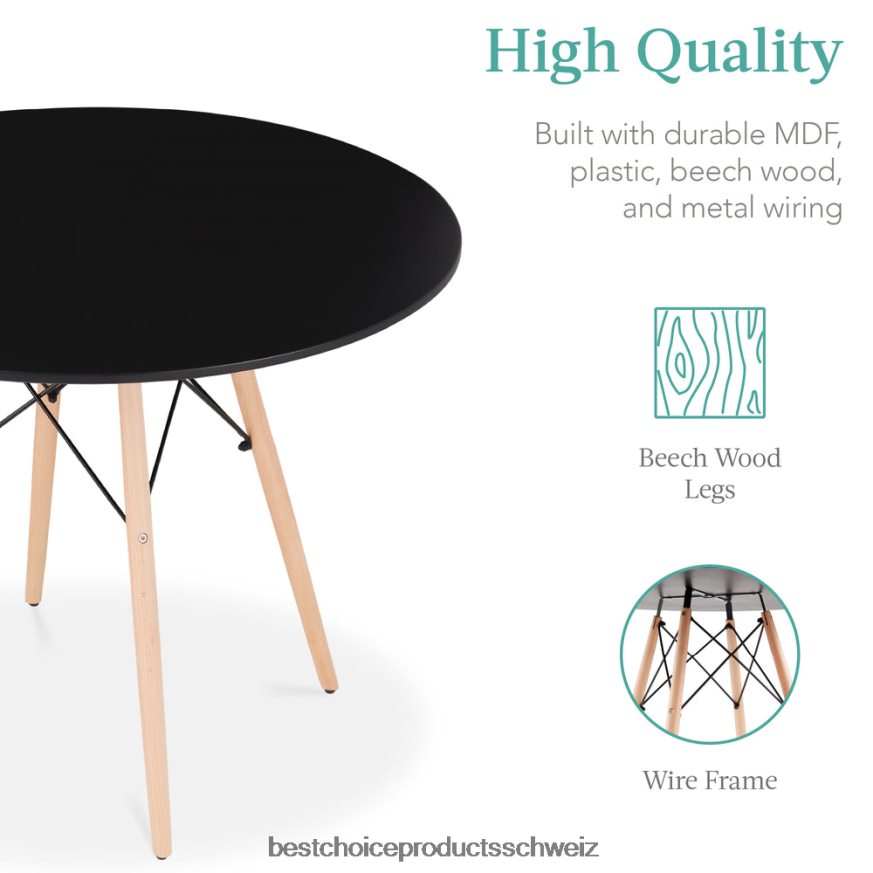 Best Choice Products 5-teiliges Mid-Century-Essset mit 4 Stühlen, Holzbeinen und Metallgestell Braun schwarz 2JD0221220