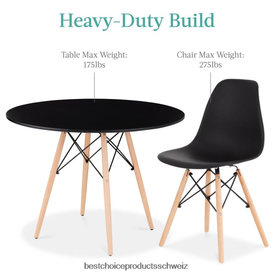 Best Choice Products 5-teiliges Mid-Century-Essset mit 4 Stühlen, Holzbeinen und Metallgestell Braun schwarz 2JD0221220