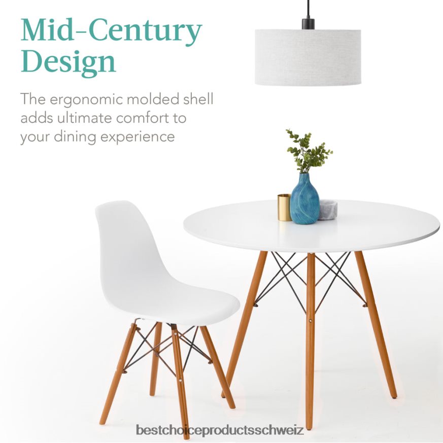 Best Choice Products 5-teiliges Mid-Century-Essset mit 4 Stühlen, Holzbeinen und Metallgestell Braun weiß 2JD0221219