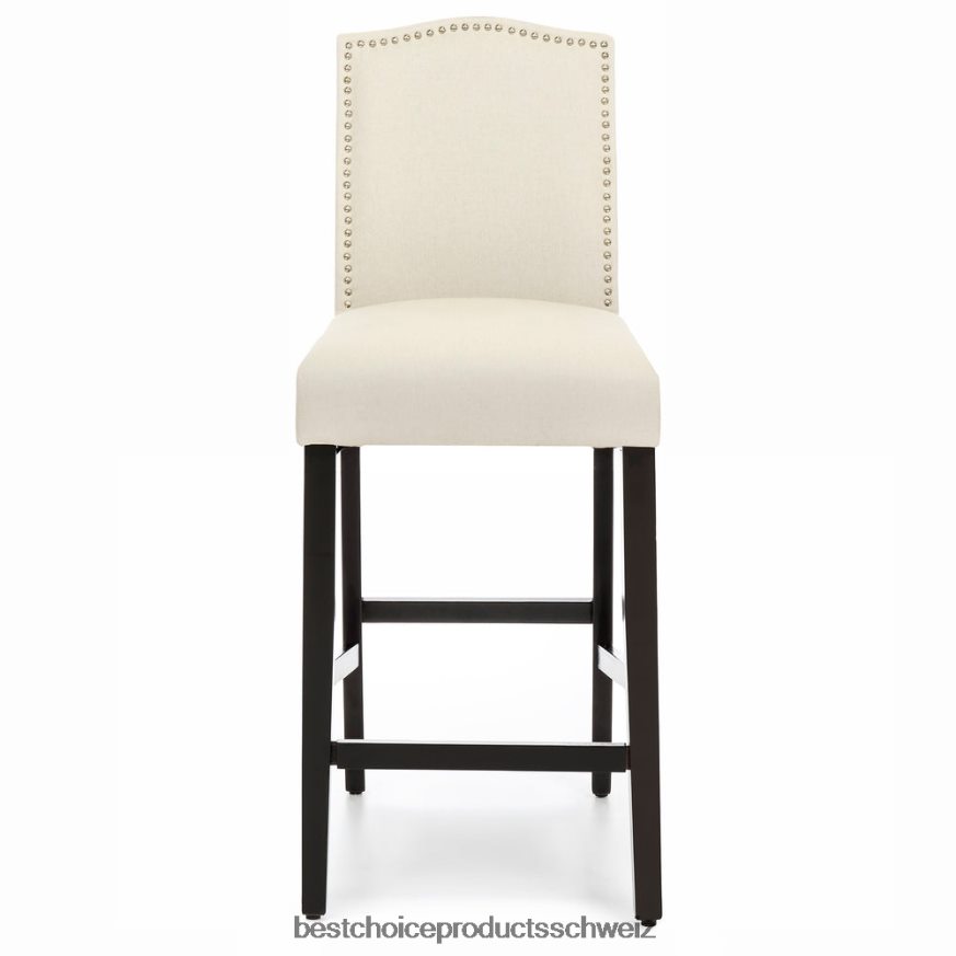 Best Choice Products Satz mit 2 30-Zoll-Barhockern aus Kunstleder mit Thekenhöhe und Nietenbesatz an der Rückseite braun 2JD0221277