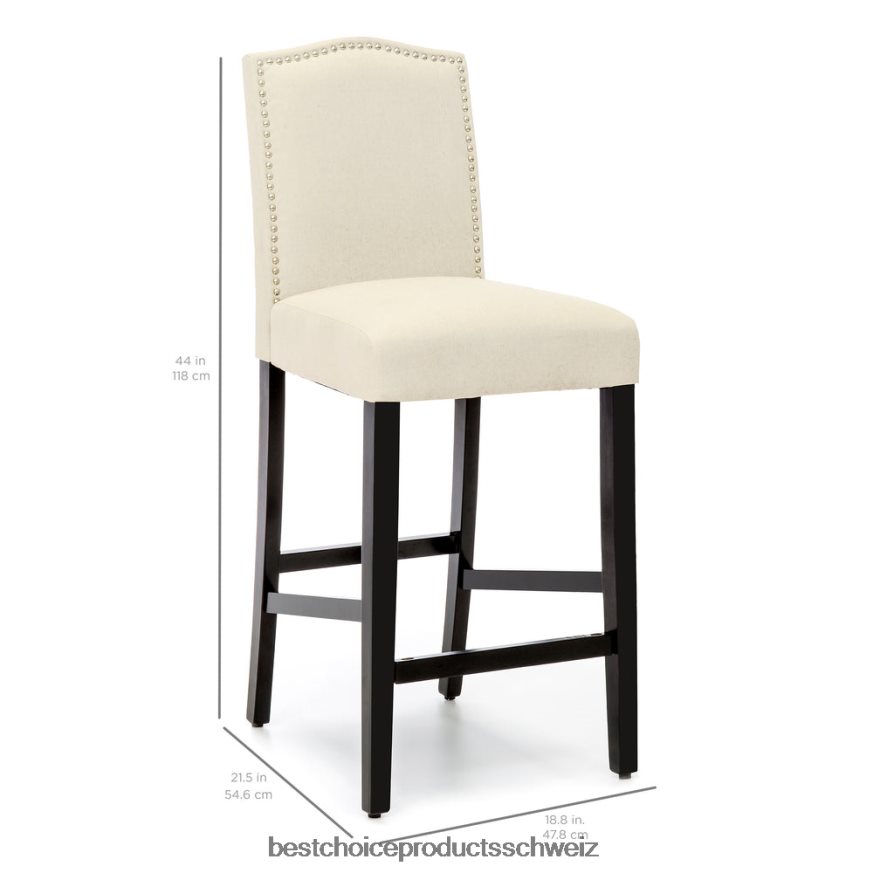 Best Choice Products Satz mit 2 30-Zoll-Barhockern aus Kunstleder mit Thekenhöhe und Nietenbesatz an der Rückseite braun 2JD0221277