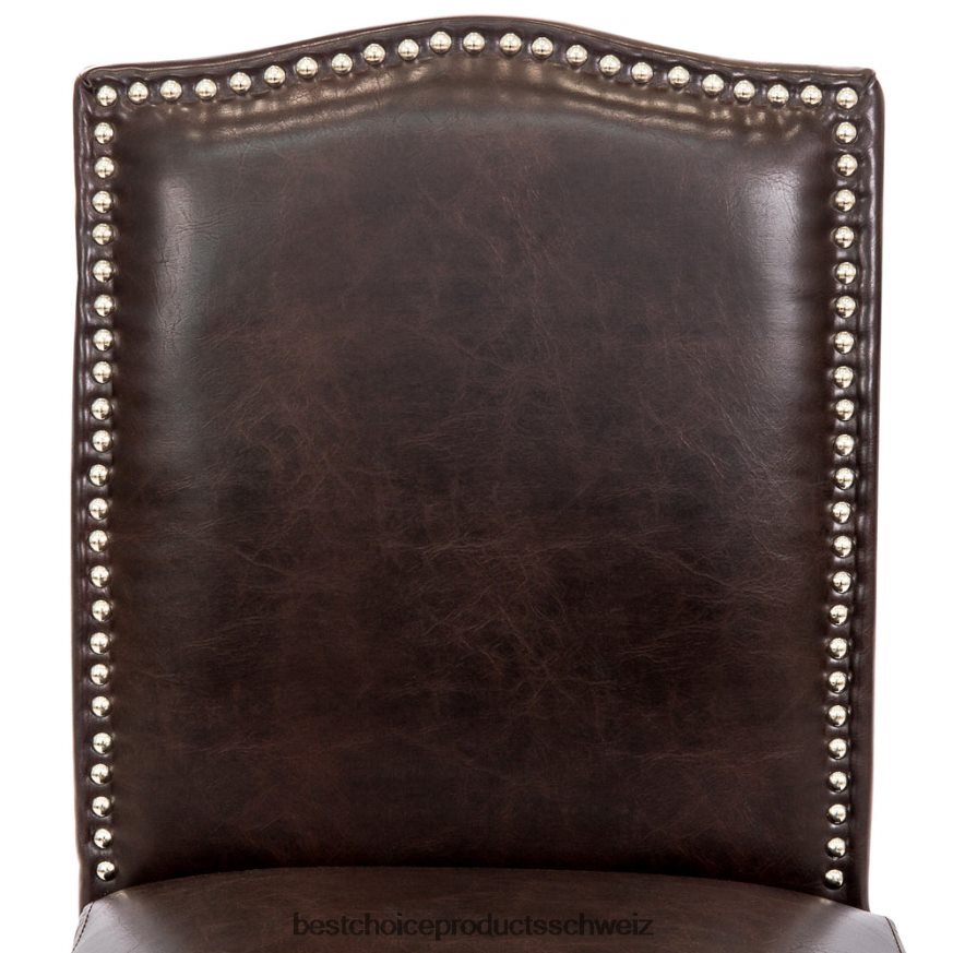 Best Choice Products Satz mit 2 30-Zoll-Barhockern aus Kunstleder mit Thekenhöhe und Nietenbesatz an der Rückseite braun 2JD0221277