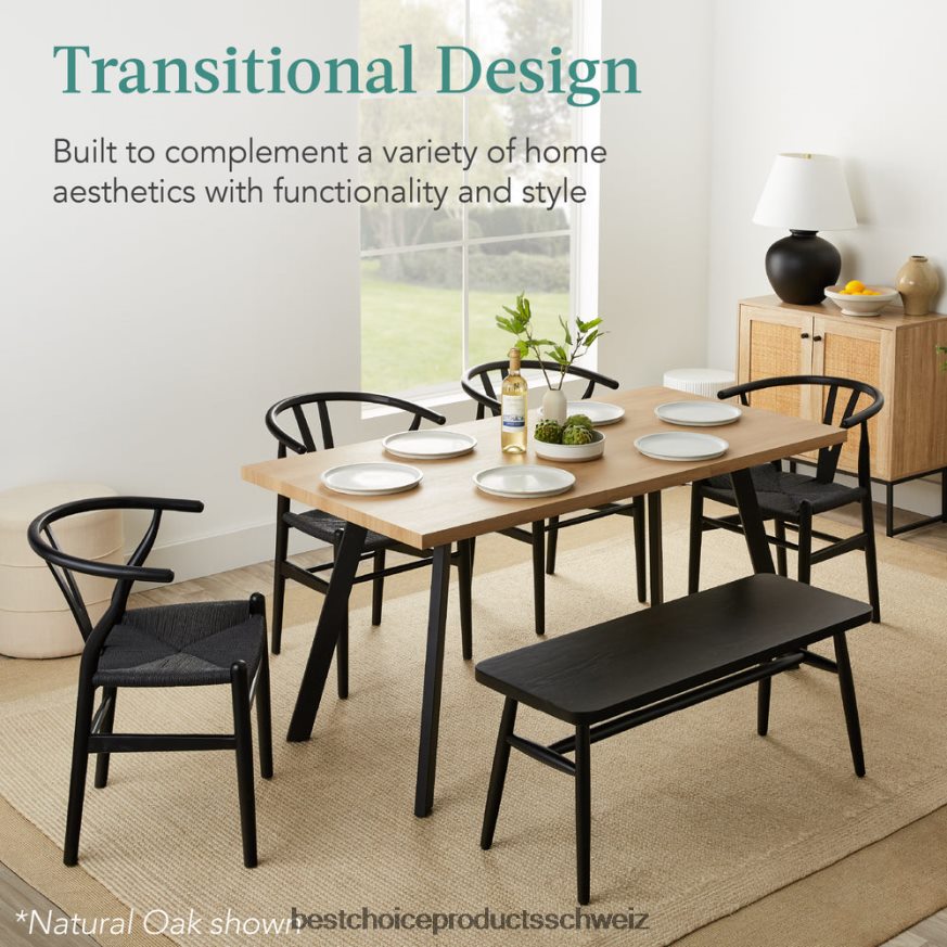 Best Choice Products moderner ausziehbarer Esstisch mit Plattenverlängerung, 2 Schlösser Schwarz 2JD0221249