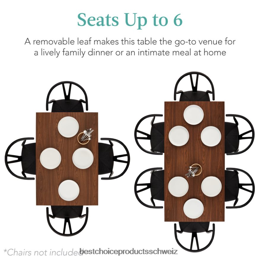 Best Choice Products moderner ausziehbarer Esstisch mit Plattenverlängerung, 2 Schlösser braun 2JD0221250