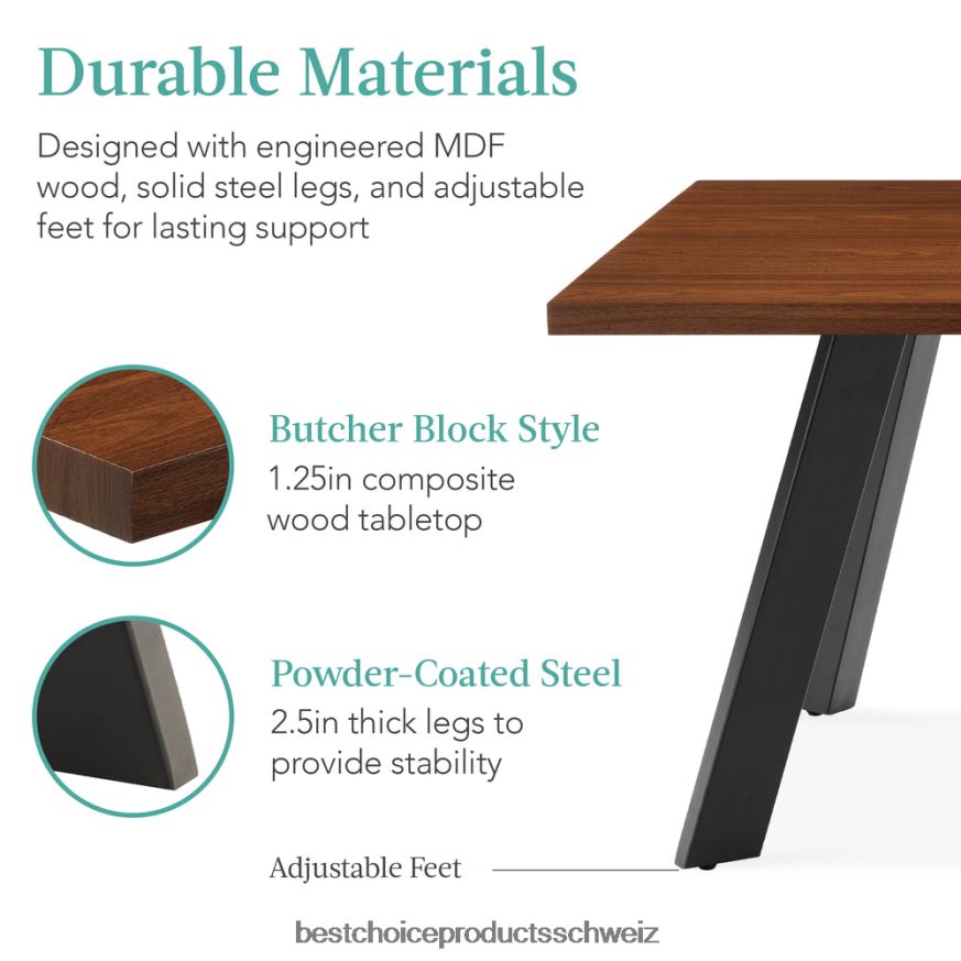 Best Choice Products moderner ausziehbarer Esstisch mit Plattenverlängerung, 2 Schlösser braun 2JD0221250