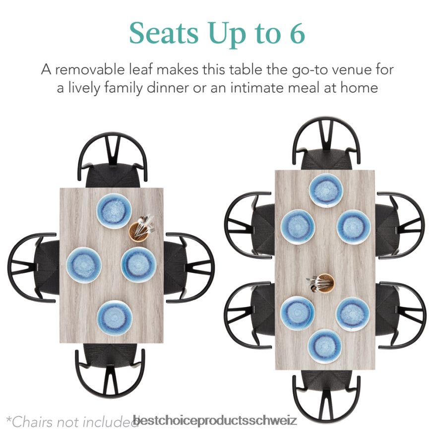 Best Choice Products moderner ausziehbarer Esstisch mit Plattenverlängerung, 2 Schlösser grau 2JD0221252