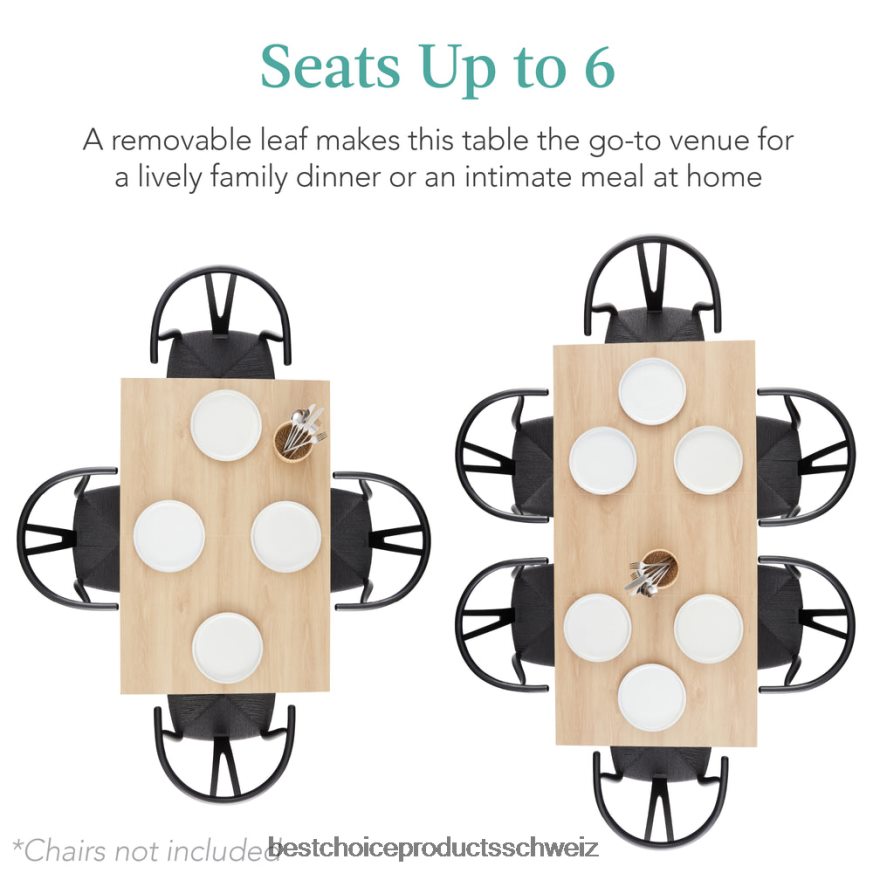 Best Choice Products moderner ausziehbarer Esstisch mit Plattenverlängerung, 2 Schlösser natürliche Eiche 2JD0221251