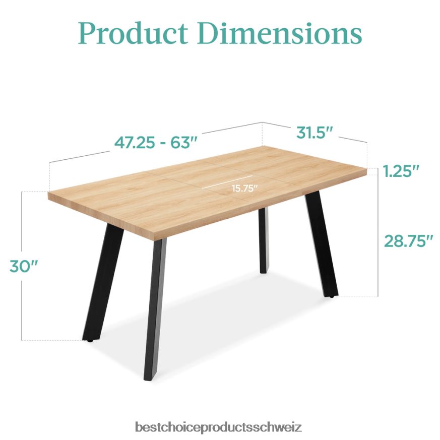 Best Choice Products moderner ausziehbarer Esstisch mit Plattenverlängerung, 2 Schlösser natürliche Eiche 2JD0221251