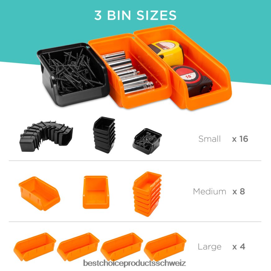 Best Choice Products 44-teiliges Wandregal für die Garage, Werkzeug-Organizer schwarz/orange 2JD0221176