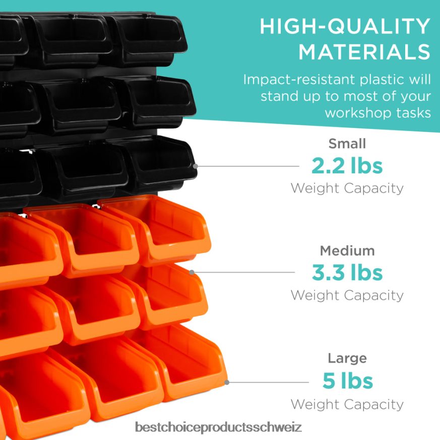 Best Choice Products 44-teiliges Wandregal für die Garage, Werkzeug-Organizer schwarz/orange 2JD0221176