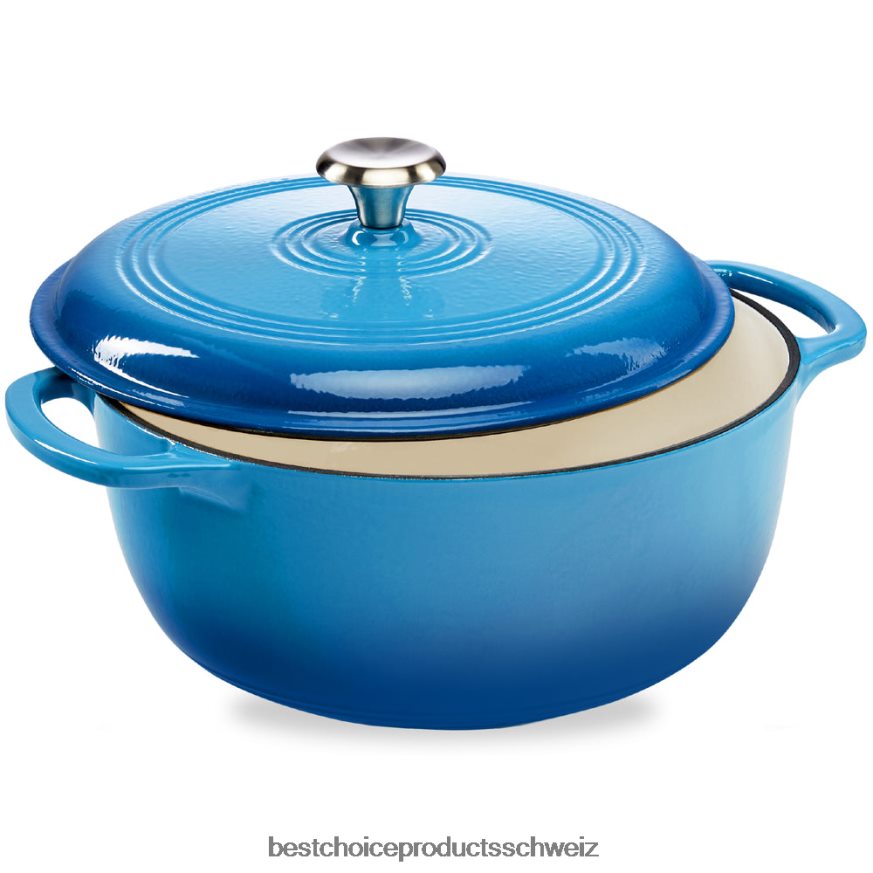 Best Choice Products Gusseisernes Dutch Oven Küchenkochgeschirr mit Emaille und Griffen Blau 2JD022324