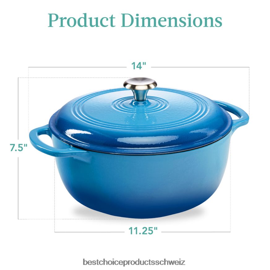 Best Choice Products Gusseisernes Dutch Oven Küchenkochgeschirr mit Emaille und Griffen Blau 2JD022324