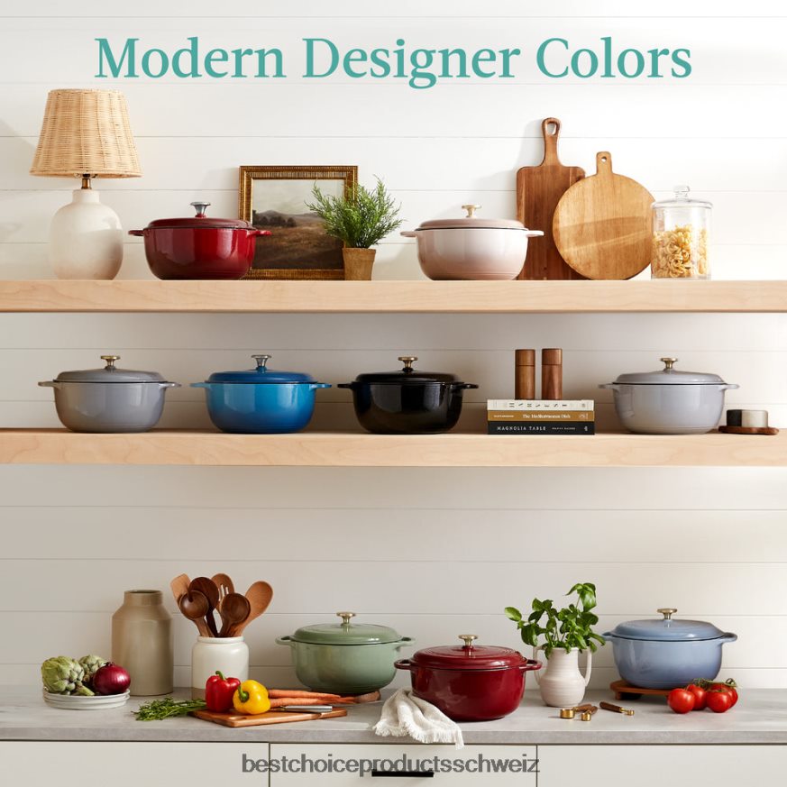 Best Choice Products Gusseisernes Dutch Oven Küchenkochgeschirr mit Emaille und Griffen Cabernet-Rot 2JD022331