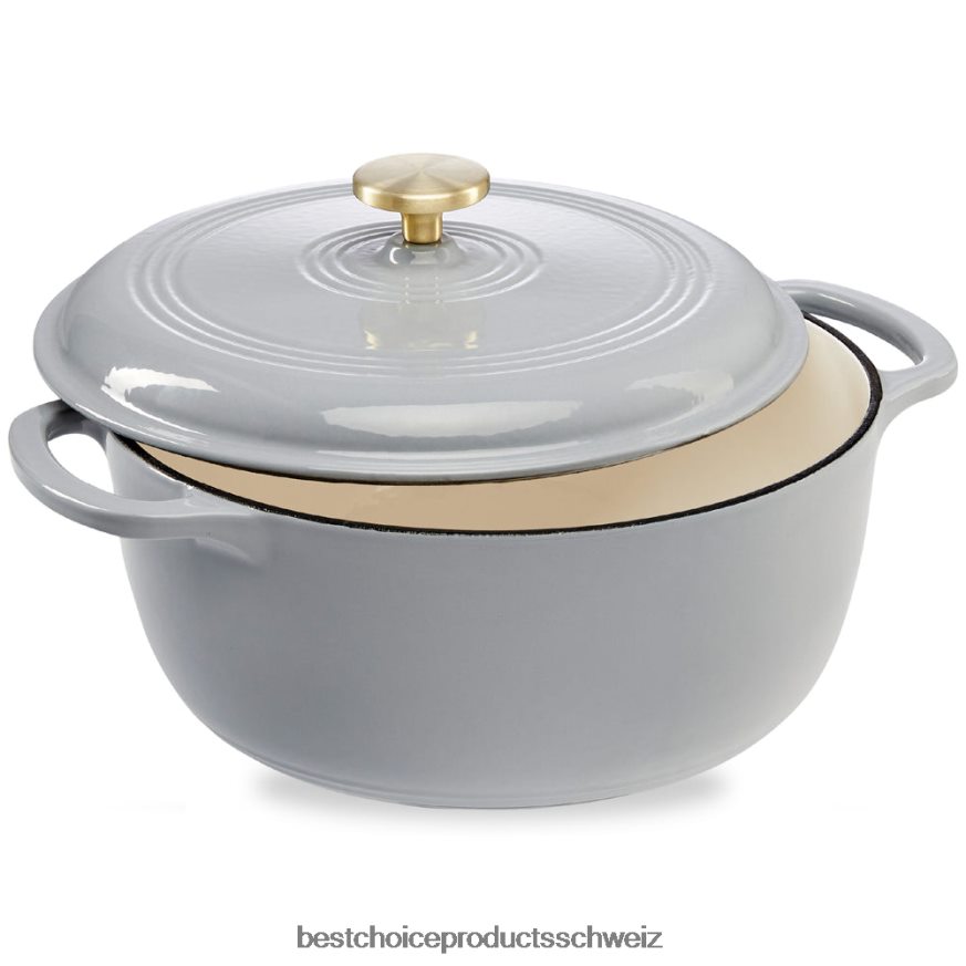 Best Choice Products Gusseisernes Dutch Oven Küchenkochgeschirr mit Emaille und Griffen Französisches Grau 2JD022581
