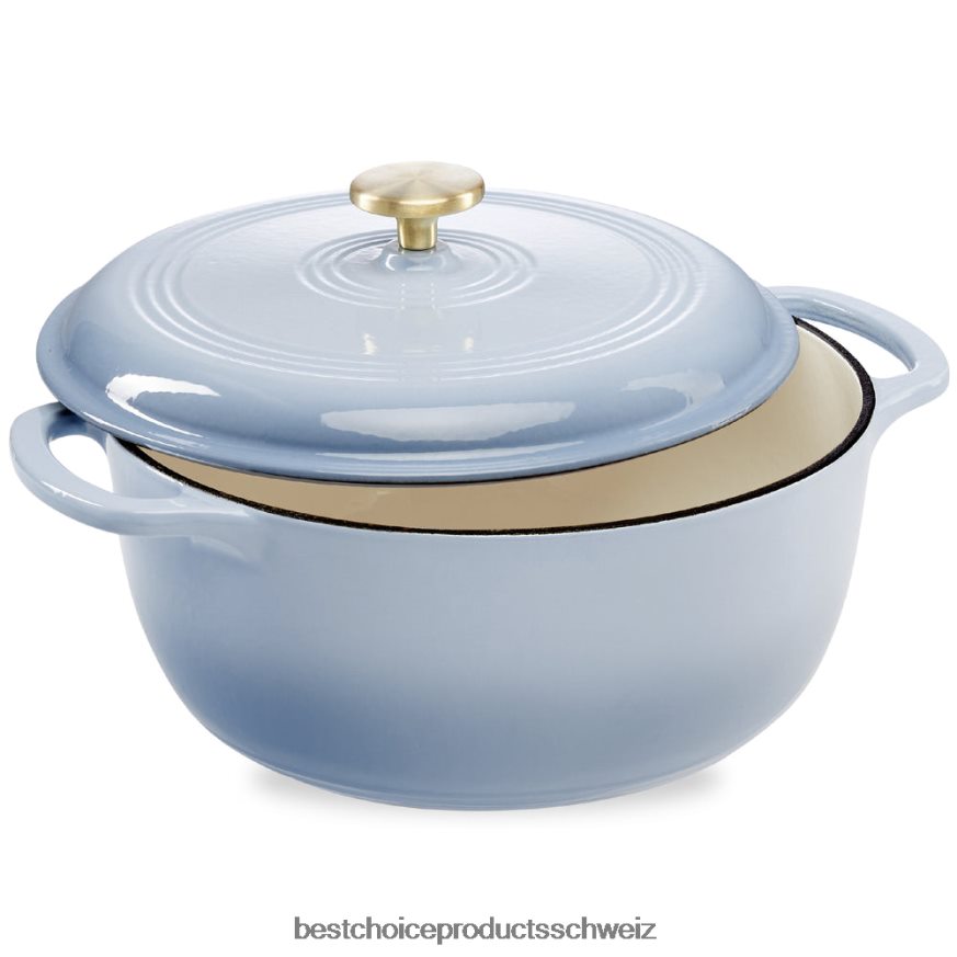 Best Choice Products Gusseisernes Dutch Oven Küchenkochgeschirr mit Emaille und Griffen Kornblumenblau 2JD022574