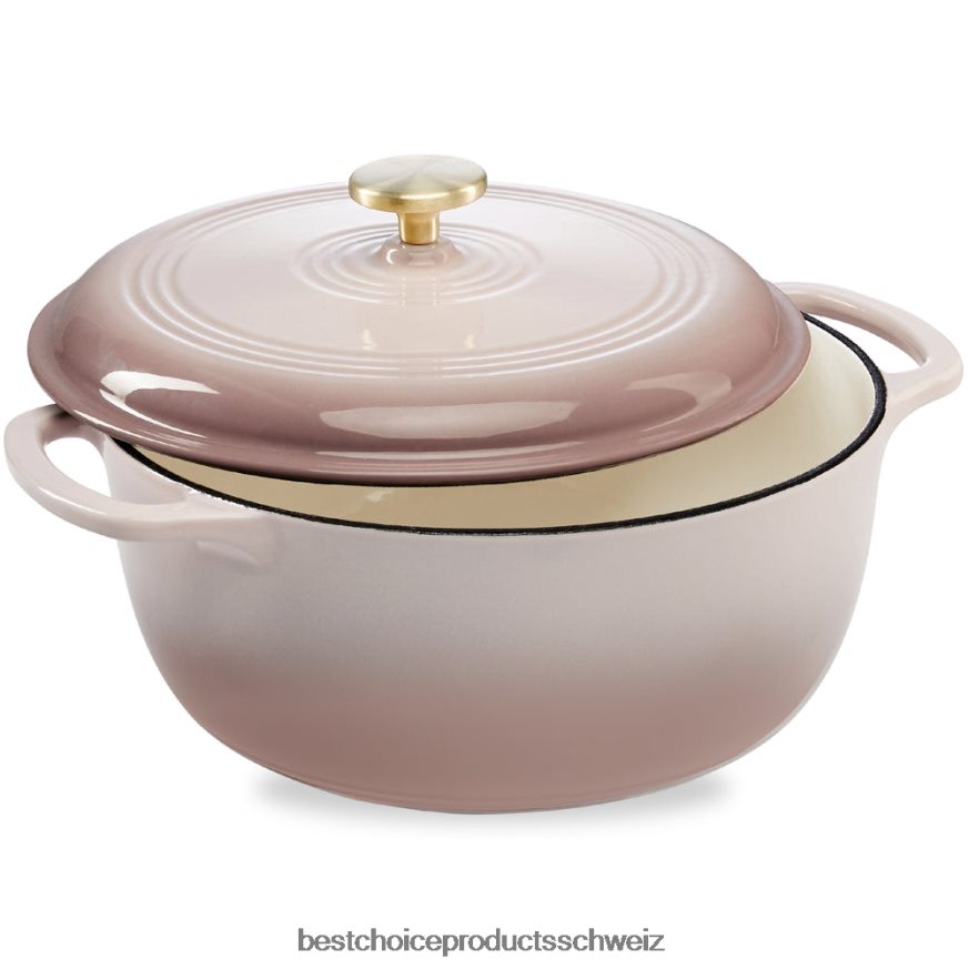 Best Choice Products Gusseisernes Dutch Oven Küchenkochgeschirr mit Emaille und Griffen Pilzbeige 2JD022575