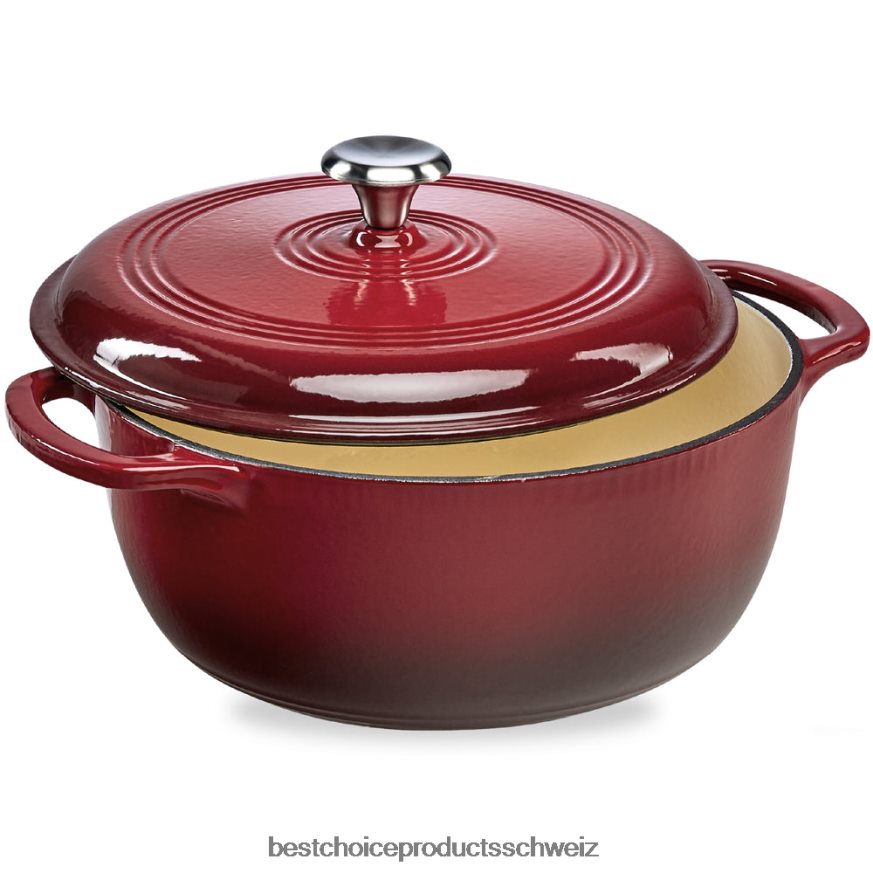 Best Choice Products Gusseisernes Dutch Oven Küchenkochgeschirr mit Emaille und Griffen Rot 2JD022325