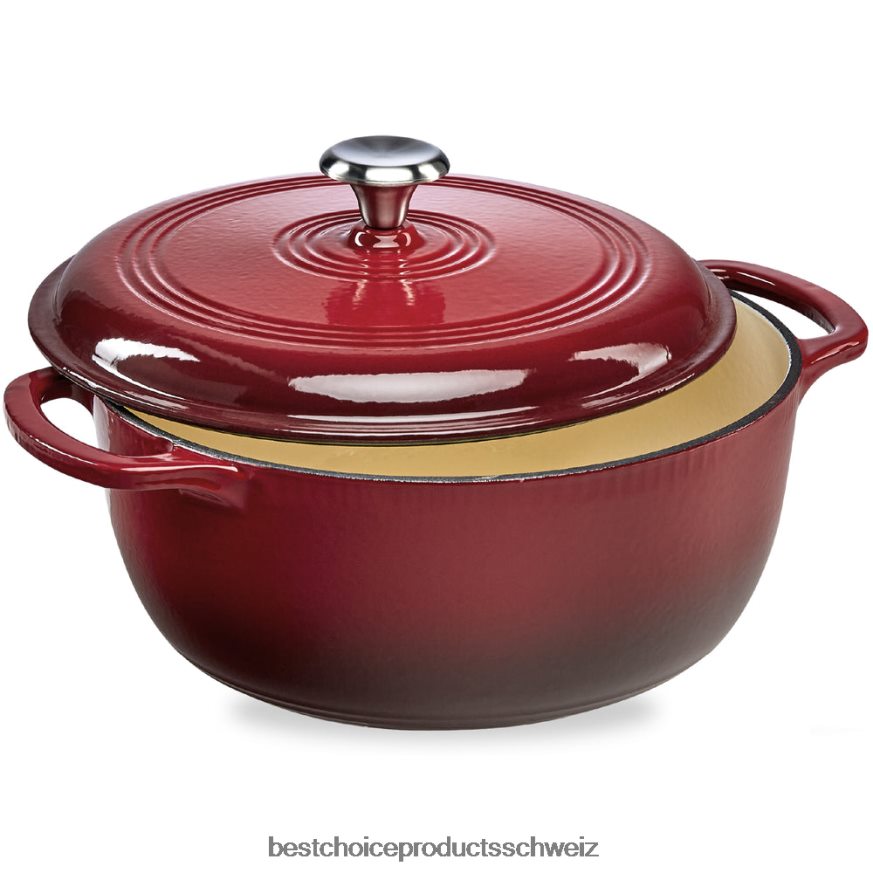 Best Choice Products Gusseisernes Dutch Oven Küchenkochgeschirr mit Emaille und Griffen Rot 2JD022577