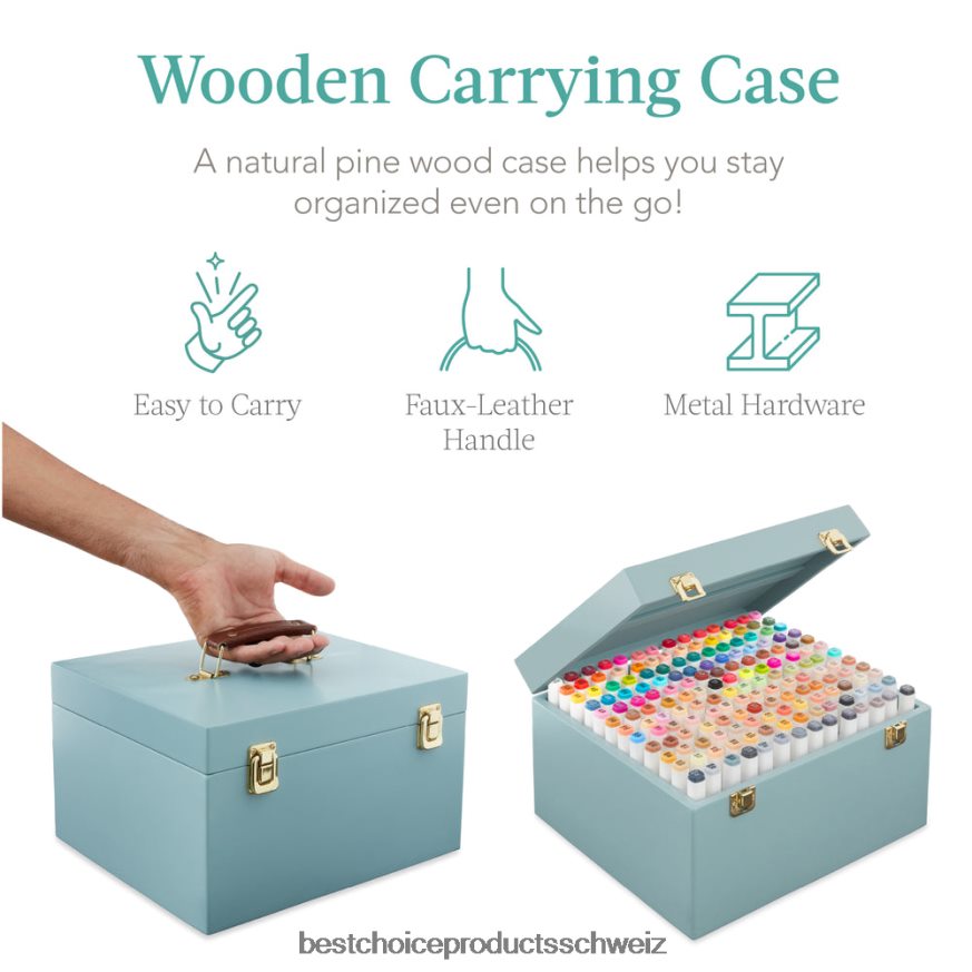 Best Choice Products Markierungsstift-Set auf Alkoholbasis mit Pinsel und Keilspitze, Tragetasche Blau 2JD0221048