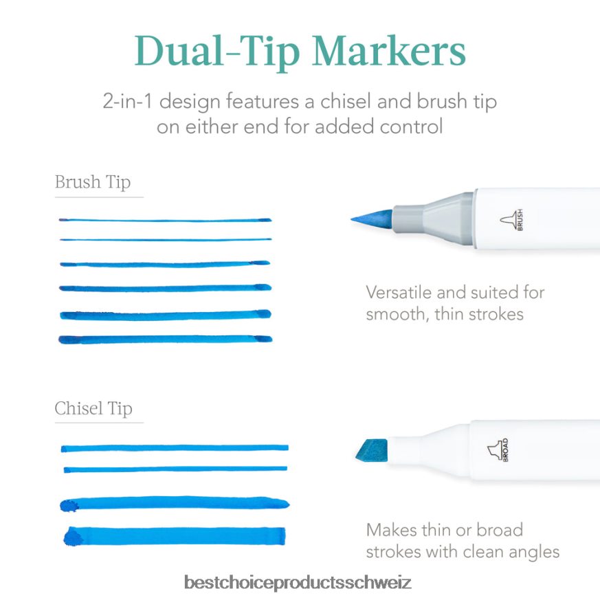 Best Choice Products Markierungsstift-Set auf Alkoholbasis mit Pinsel und Keilspitze, Tragetasche Blau 2JD0221048