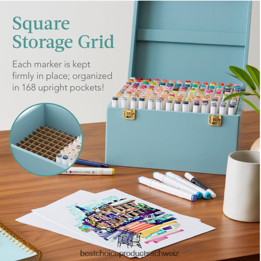 Best Choice Products Markierungsstift-Set auf Alkoholbasis mit Pinsel und Keilspitze, Tragetasche Blau 2JD0221048