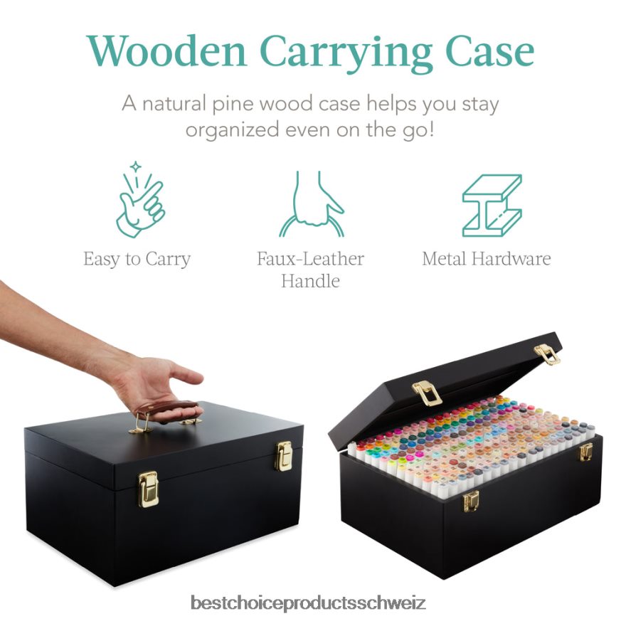 Best Choice Products Markierungsstift-Set auf Alkoholbasis mit Pinsel und Keilspitze, Tragetasche Schwarz 2JD0221064