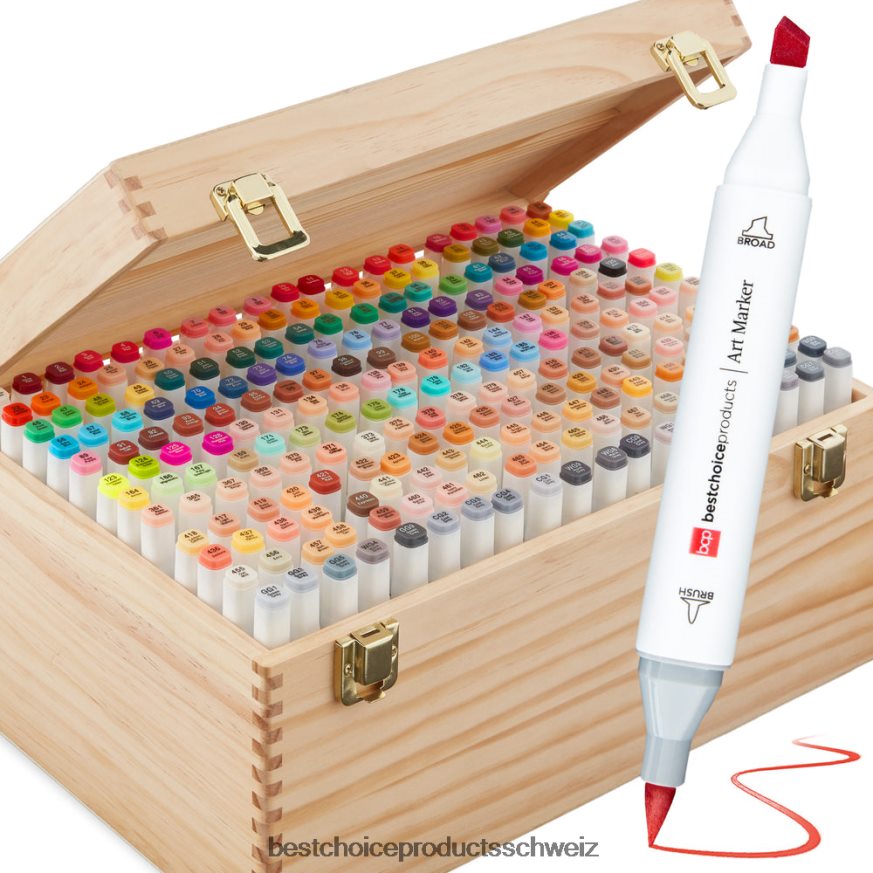 Best Choice Products Markierungsstift-Set auf Alkoholbasis mit Pinsel und Keilspitze, Tragetasche natürlich 2JD0221063