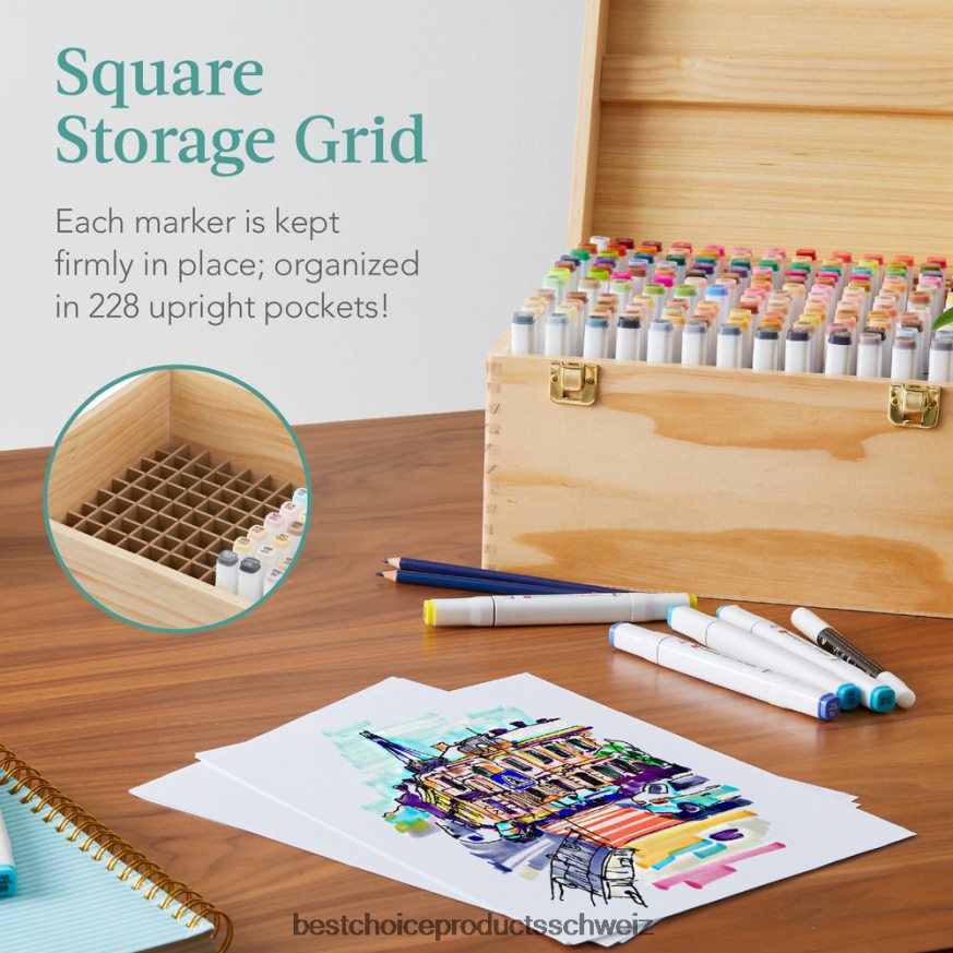 Best Choice Products Markierungsstift-Set auf Alkoholbasis mit Pinsel und Keilspitze, Tragetasche natürlich 2JD0221063