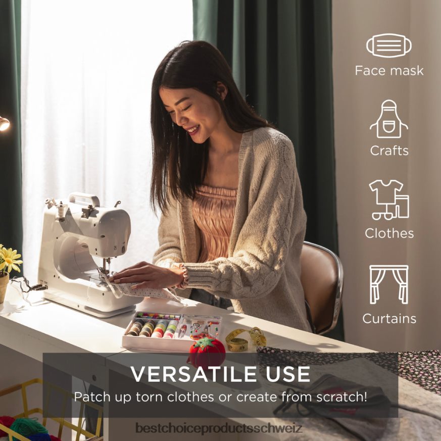 Best Choice Products Tragbare 6-V-Fußpedal-Nähmaschine mit 12 Stichmustern blaugrün 2JD0221090