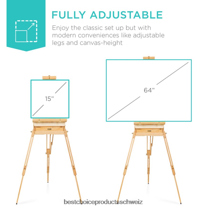 Best Choice Products Tragbare französische Staffelei aus Holz, Skizzenbox mit Schublade, Palette natürlich 2JD0221162