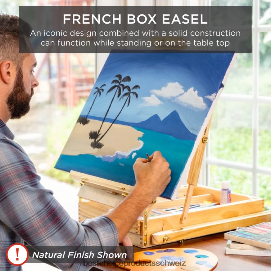 Best Choice Products Tragbare französische Staffelei aus Holz mit 32-teiligem Einsteigerset Blau 2JD0221035