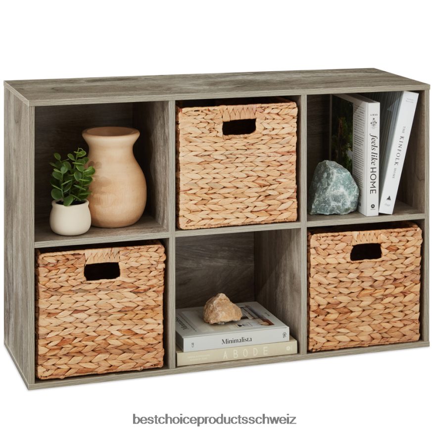 Best Choice Products 6-Würfel-Bücherregal, 11-Zoll-Aufbewahrungsdisplay mit abnehmbaren Paneelen, anpassbar Greige 2JD022379