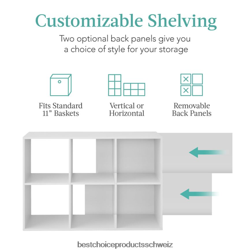 Best Choice Products 6-Würfel-Bücherregal, 11-Zoll-Aufbewahrungsdisplay mit abnehmbaren Paneelen, anpassbar Weiß 2JD022378