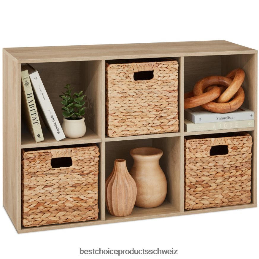 Best Choice Products 6-Würfel-Bücherregal, 11-Zoll-Aufbewahrungsdisplay mit abnehmbaren Paneelen, anpassbar helle Eiche 2JD022376