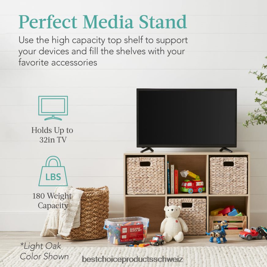 Best Choice Products 6-Würfel-Bücherregal, 11-Zoll-Aufbewahrungsdisplay mit abnehmbaren Paneelen, anpassbar helle Eiche 2JD022376