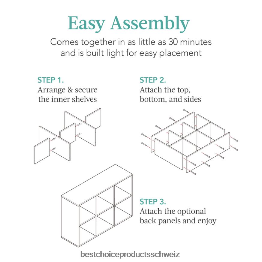 Best Choice Products 6-Würfel-Bücherregal, 11-Zoll-Aufbewahrungsdisplay mit abnehmbaren Paneelen, anpassbar helle Eiche 2JD022376