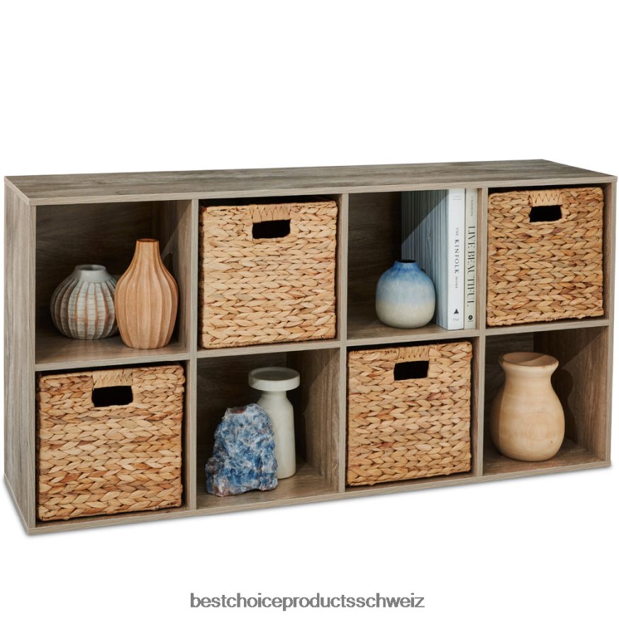 Best Choice Products 8-Würfel-Bücherregal, 11-Zoll-Aufbewahrungsdisplay mit abnehmbaren Paneelen, anpassbar Greige 2JD022382