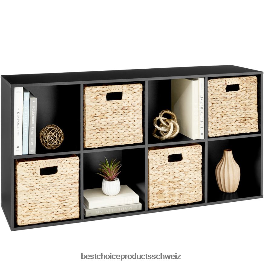 Best Choice Products 8-Würfel-Bücherregal, 11-Zoll-Aufbewahrungsdisplay mit abnehmbaren Paneelen, anpassbar Schwarz 2JD022384